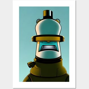 A barrel-headed robot Posters and Art